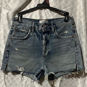 Agolde Women's Ripped Jean Shorts - Dark Blue